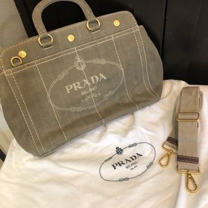 Prada Military Green Denim Tote